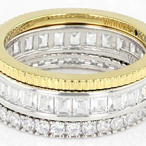 Vanna K 4.07ctw White Diamond Simulants Platineve & Eterno Set of Three 18k gold